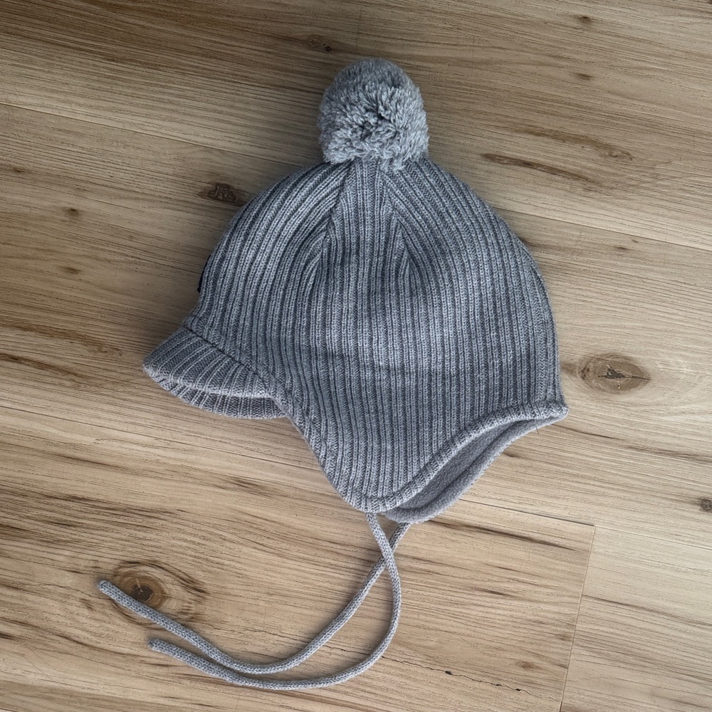 Polarn O. Pyret Gray Knit Hat with Pom-Pom